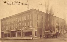 Big Rapids Michigan~Western Hotel~Horse Drawn City Omnibus Line Wagon~1911 PC picture