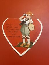 VTG 1930 Valentine- Boy Looking Through Binoculars- Since I Spied You No One…… picture