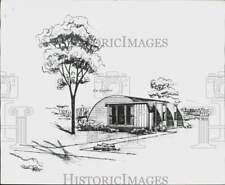 Press Photo Architect's sketch for Stran-Steel Arch-Rib home - nei52924 picture
