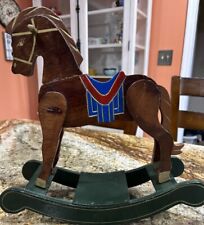 Vintage Hand Made Wooden Rocking Horse Toy Folk Art 12” picture