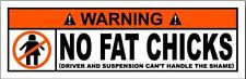 WARNING NO FAT CHICKS STICKER  LAPTOP STICKER HARD HAT STICKER HELMET STICKER  picture