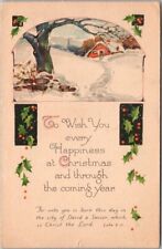 1910s CHRISTMAS Postcard House Scene 