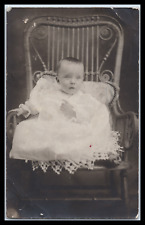 Vintage Postcards RPPC Baby in Dress on Chair Early 1900's picture