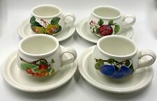 EARLY PORTMEIRION POMONA CUP & SAUCER SET FOR 4; ROMANTIC; ORIG ORANGE BACKSTAMP picture