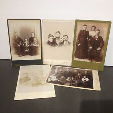 5 Antique Cabinet Card Photo Photograh LOT 1800's FAMILY Portraits Old Vintage picture