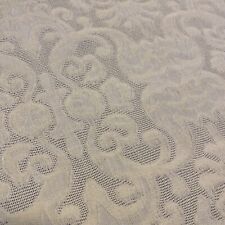 Vtg 70's Soft Lemon Oval Tablecloth 57x82 Full Lace Panel  EDGE FLAW picture