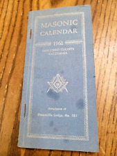 Vintage Masonic Calendar 1961 Masons San Diego County Member Roster, Lodge 381.. picture