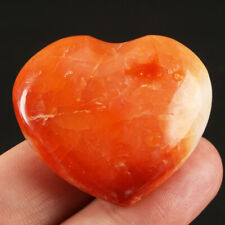 Natural Red Carnelian Agate Crystal Quartz Peach Heart Reiki Heal Palm Stone 267 picture