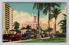 Miami FL-Florida, Luxurious Hotels Along Collins Ave, Antique, Vintage Postcard picture