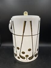 Vintage MCM Georges Briard Large White Gold Golf Clubs Ice Bucket READ picture