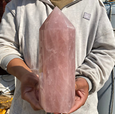 8.3lb Beautiful Large Pink Rose Quartz Crystal Point Tower Healing Specimen picture