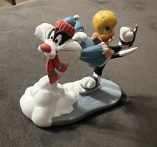 Vintage RARE 1990 Sylvester The Cat & Tweety Bird Ice Skating Figurine picture