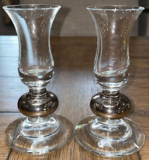 CANDLE HOLDERS New CIRCLE Brand Crystal & Silver Hand Blown Made In Turkey PAIR picture