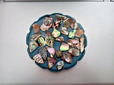 Vintage Abalone Shell Lucite Blue Trivet Scalloped Edge 6 inches picture