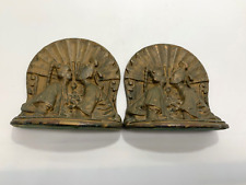 Japanese Vintage Bookends Solid Bronze Kissing Oriental Couple Heavy Thai 4.75