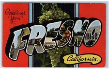 1945 Fresno, CA Postcard-  LARGE LETTER GREETINGS FROM FRESNO picture