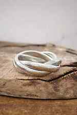 Silver tone triple tubogas flex stretch bracelet bangle picture