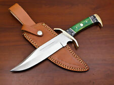 CUSTOM HAND MADE D2 BLADE STEEL FULL TANG BOWIE HUNTING KNIFE- PAKKA WOOD/BRASS picture