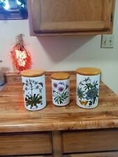 3 Portmeirion Botanic Floral Canisterswood Lids picture