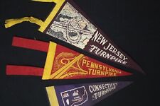 3x New Jersey/Connecticut/Pennsylvania Turnpikes Lot of 50s Felt Small Pennants picture