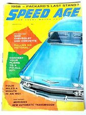 1958 SPEED AGE Magazine, Impala Cover, Chevy, Corvette, Lancia, Eddie Sachs, Ads picture