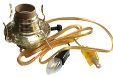 New Brass Plated #2, 3-Terminal Electric Lamp Burner, 6' Gold Cord, Bottom Light picture