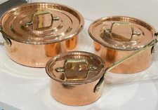 Set of 3 Copper  Kitchen Casserole with Lid 13/16/20 cm Moroccan Artisan picture