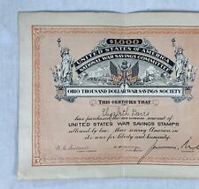 Ohio Thousand Dollar War Savings Society Certificate James Middleton Cox Signed picture