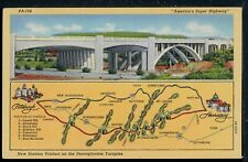 Pennsylvania Turnpike New Stanton Viaduct Vintage Linen Postcard M843a picture