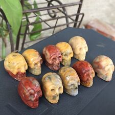 10pc Natural Crazy agate Quartz hand Carved skull crystal Reiki healing picture