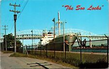 Soo Locks Sault Ste Marie Michigan Upper Peninsula Vintage Unposted Postcard picture