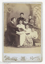 1880's-1890s REVEREND GRAUPP W/ FAMILY LOOKING AT BOOK RIDGWAY, PA Cabinet Photo picture