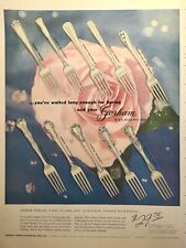 Gorham Sterling 16 Timeless Patterns Spring Pink Rose Vintage Print Ad 1952 picture