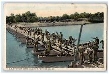 1925 US Engineer Corps Building A Pontoon Bridge Campbell Hill IL Postcard picture