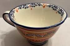 Anthropologie Gather Round MUG Coffee Tea Cup Mug Blue Red Orange Doodle Floral picture