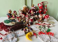 Huge Lot Vintage Ceramic Christmas 🎄 Quilted Reindeer Santa M&Ms Deer Figurines picture