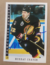 Murray Craven Autograph Card Signed Hockey 1993 score 49 Canucks picture