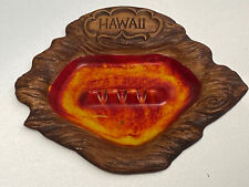 Vintage 1960s Beautiful Orange Treasure Craft Cigarette Ashtray Maui Hawaii RARE picture
