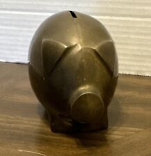 Vintage Solid Brass Pig Piggy Bank Heavy Farm Animal picture