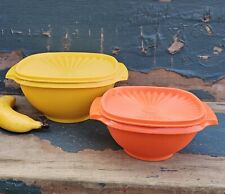 Vintage Tupperware Harvest Yellow and Orange Servaliers Set of 2 picture