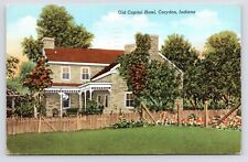 1940s Old Capitol Hotel 1809 Exterior Yard Vintage Corydon Indiana IN Postcard picture