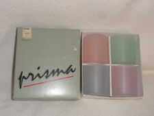 Vintage Prisma Set of 4 12ox Double Old Fashion Glass Tumblers Pastel Colors NIB picture