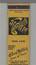 Matchbook Cover - Music Related A. Don Miller House Of Music Burbank, CA picture