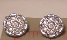 2 Vintage Medium Glass Button Silver Color Flower Design Czechoslovakia 3/4