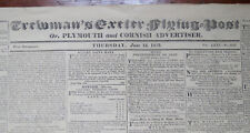 TREWMANS EXETER FLYING POST NEWSPAPER JUNE 13, 1833 - Duke of Wellington picture