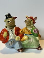 Vintage Pottery Anthropomorphic Nodding Mr & Mrs Pig Salt & Pepper Shakers Japan picture