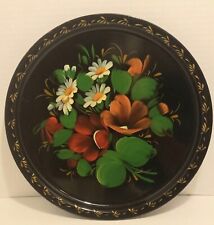 Vintage Hand Painted Russian Tole Ware Metal Tray Floral Design picture