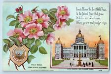 Des Moines Iowa IA Postcard State Capitol State Flower Poem c1910's Antique picture