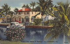 Ft Fort Lauderdale FL Florida Retention Canal Mansion Yacht 1940 Vtg Postcard N7 picture