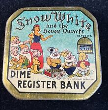 WORKING 1938 Snow White & The 7 Dwarfs Dwarves Dime Register Bank Disney picture